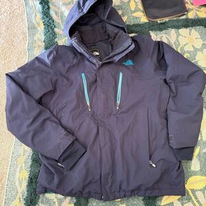 Men's The North Face Jeppeson Blue Teal Hyvent Puffer Zip Up Ski Jacket Sz XL